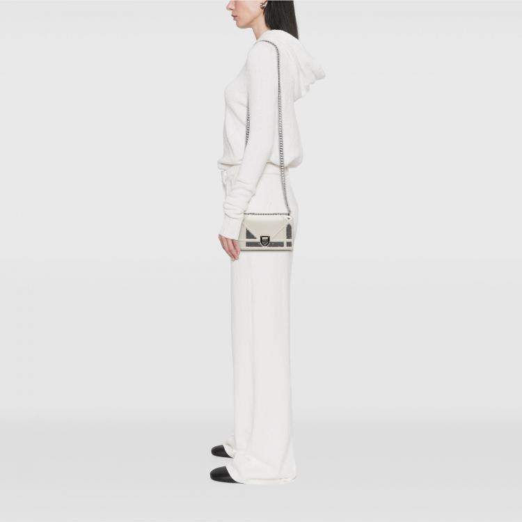Pre Owned Dior White Small Calfskin Diorama Sequin Flap