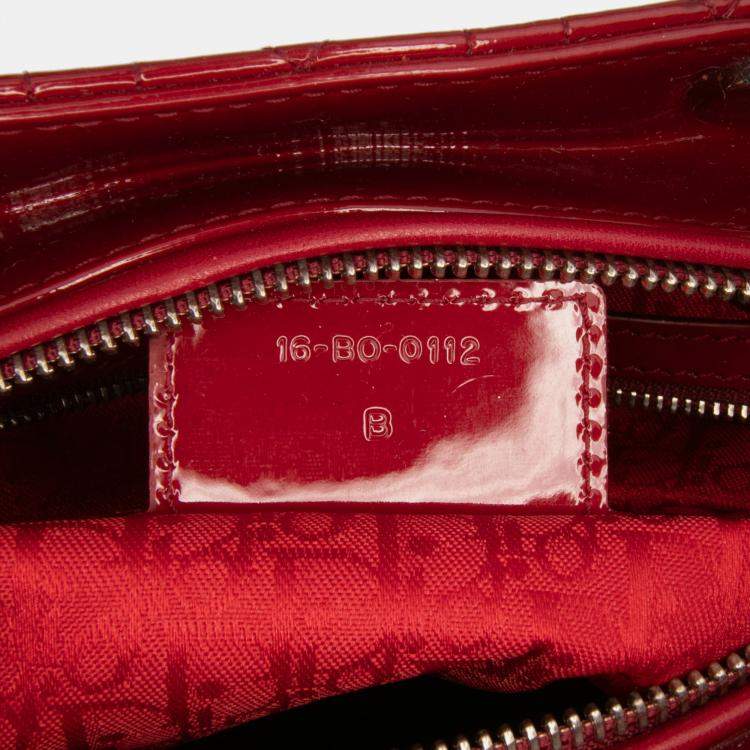 Pre Owned Dior Red Large Patent Cannage Lady Dior