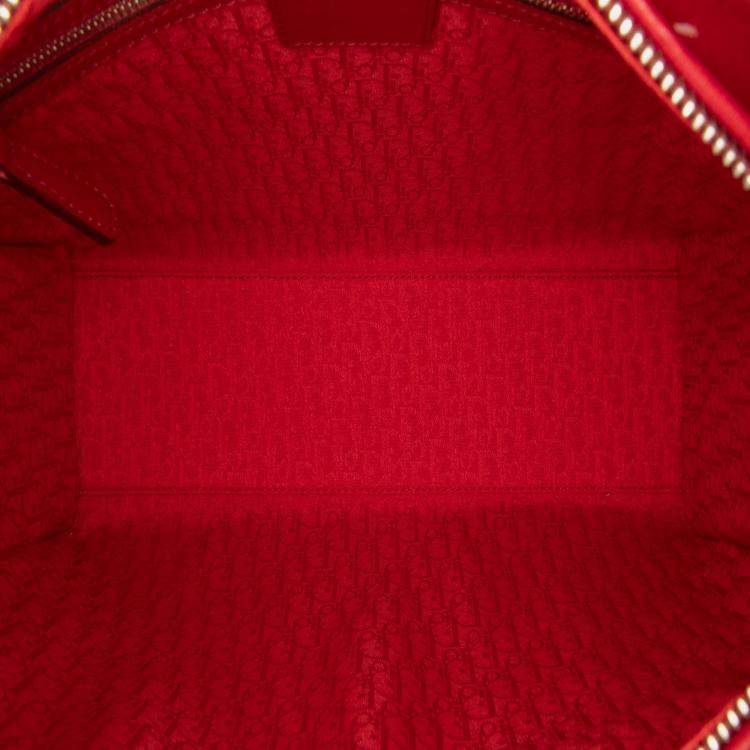 Pre Owned Dior Red Large Patent Cannage Lady Dior