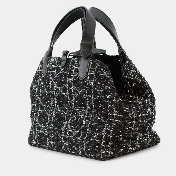 Pre Owned Dior To Jules Bag Black/White Tweed Calf Leather Size Medium
