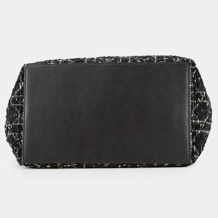 Pre Owned Dior To Jules Bag Black/White Tweed Calf Leather Size Medium