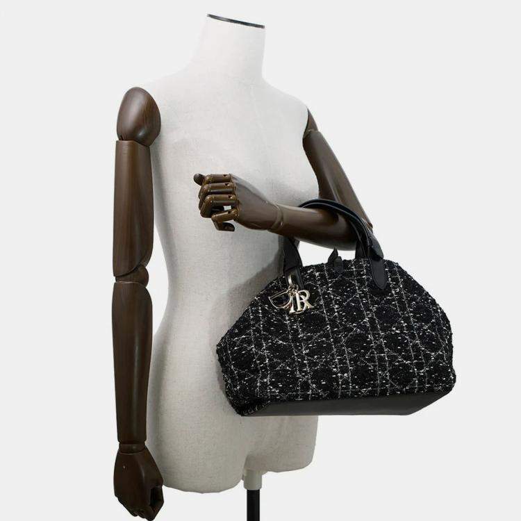 Pre Owned Dior To Jules Bag Black/White Tweed Calf Leather Size Medium