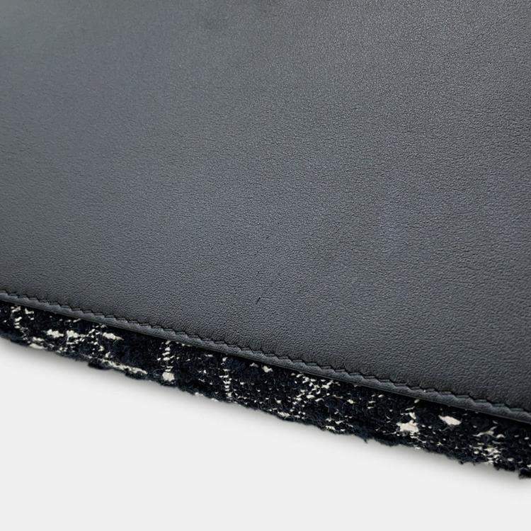 Pre Owned Dior To Jules Bag Black/White Tweed Calf Leather Size Medium