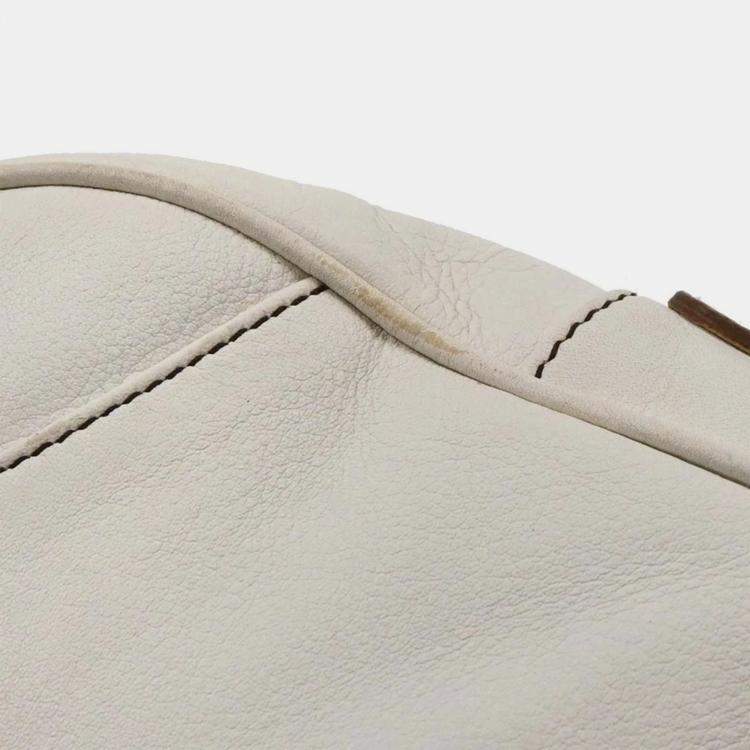 Pre Owned Christian Dior White Leather Saddle Handbag 01RU1003
