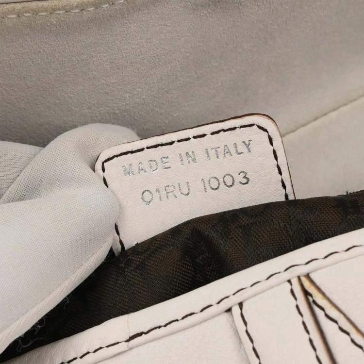 Pre Owned Christian Dior White Leather Saddle Handbag 01RU1003