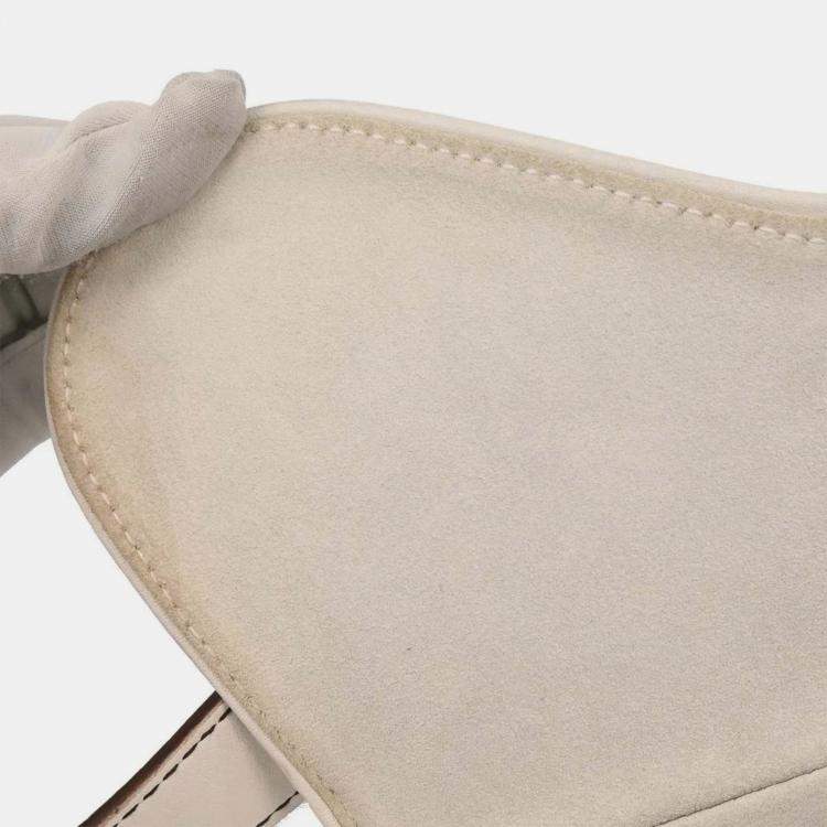 Pre Owned Christian Dior White Leather Saddle Handbag 01RU1003