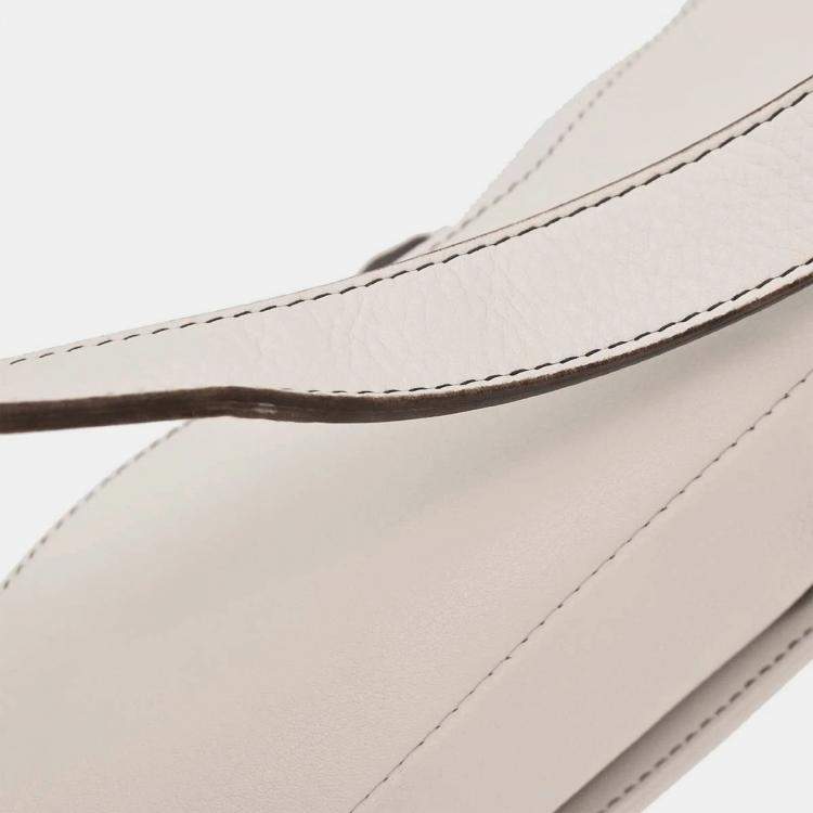 Pre Owned Christian Dior White Leather Saddle Handbag 01RU1003