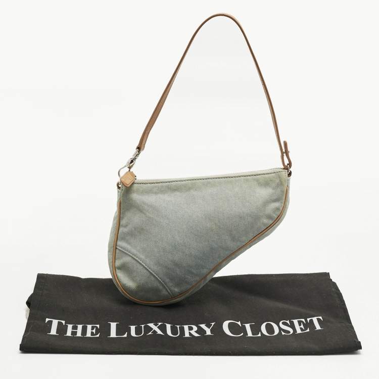 Pre Owned Dior Washed Blue Denim Mini Saddle Bag