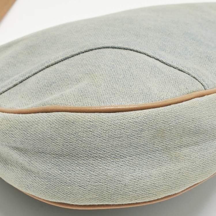 Pre Owned Dior Washed Blue Denim Mini Saddle Bag