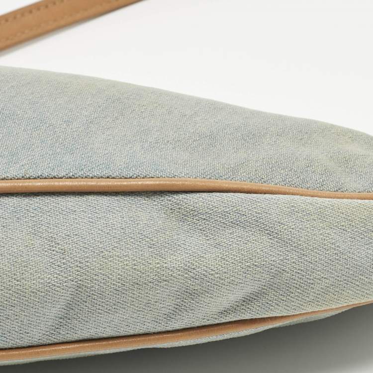 Pre Owned Dior Washed Blue Denim Mini Saddle Bag