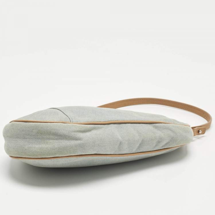 Pre Owned Dior Washed Blue Denim Mini Saddle Bag