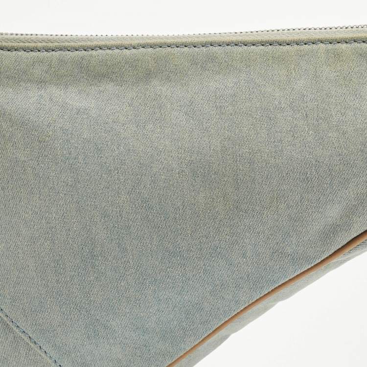 Pre Owned Dior Washed Blue Denim Mini Saddle Bag