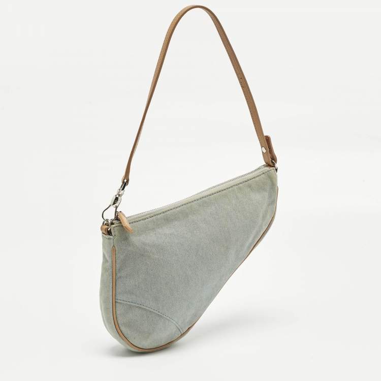 Pre Owned Dior Washed Blue Denim Mini Saddle Bag