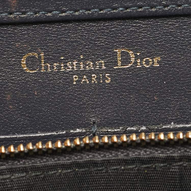 Pre Owned Dior Silver Microcannage Patent Leather Diorama Wallet on Chain