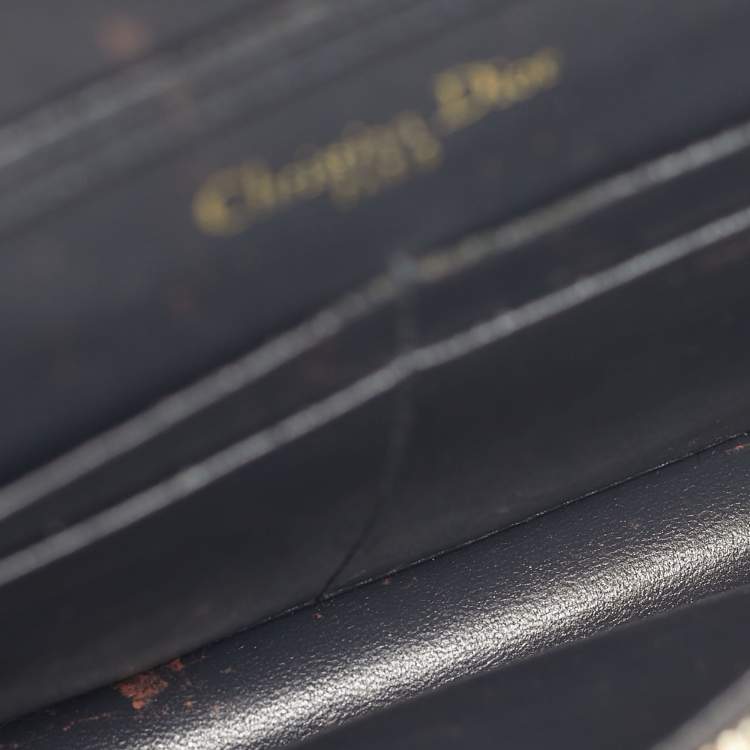 Pre Owned Dior Silver Microcannage Patent Leather Diorama Wallet on Chain