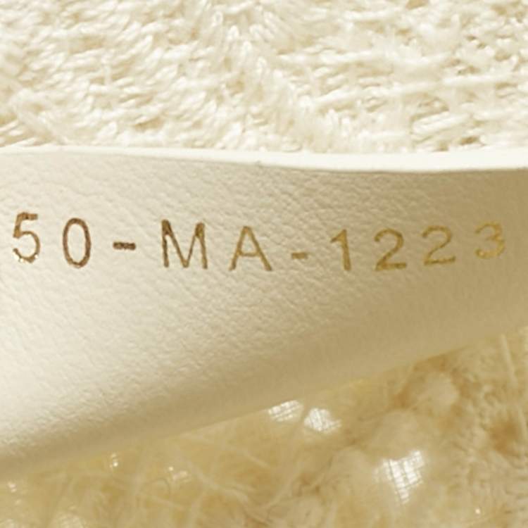 Pre Owned Dior White D-Lace Embroidered Canvas Small Book Tote