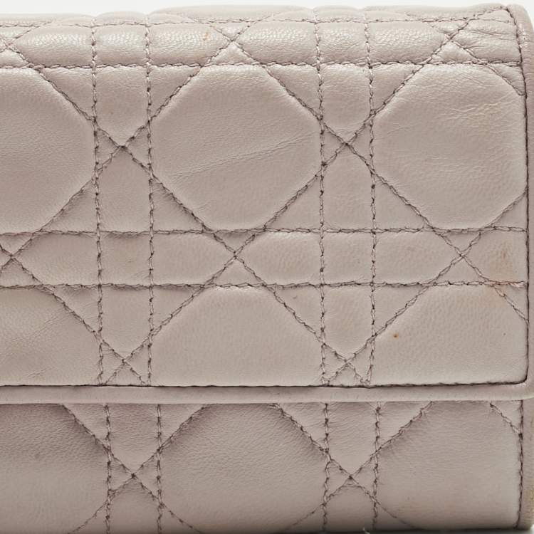 Pre Owned Dior Light Pink Cannage Leather Lady Dior Rendezvous Wallet on Chain