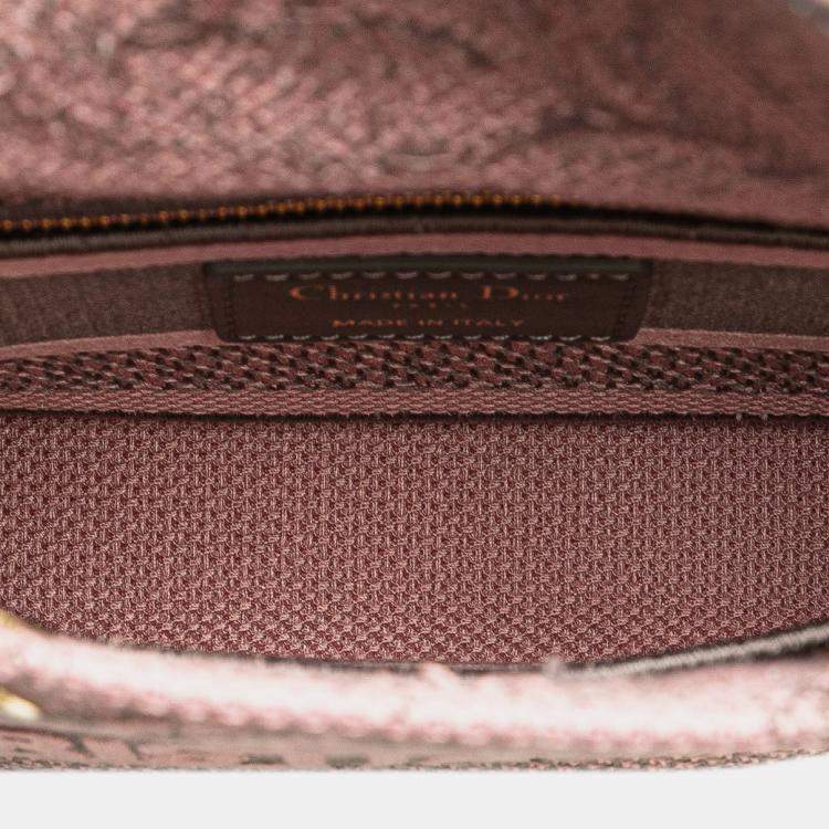 Pre Owned Dior Pink Mini Embroidered Canvas Toile De Jouy Lady D Lite