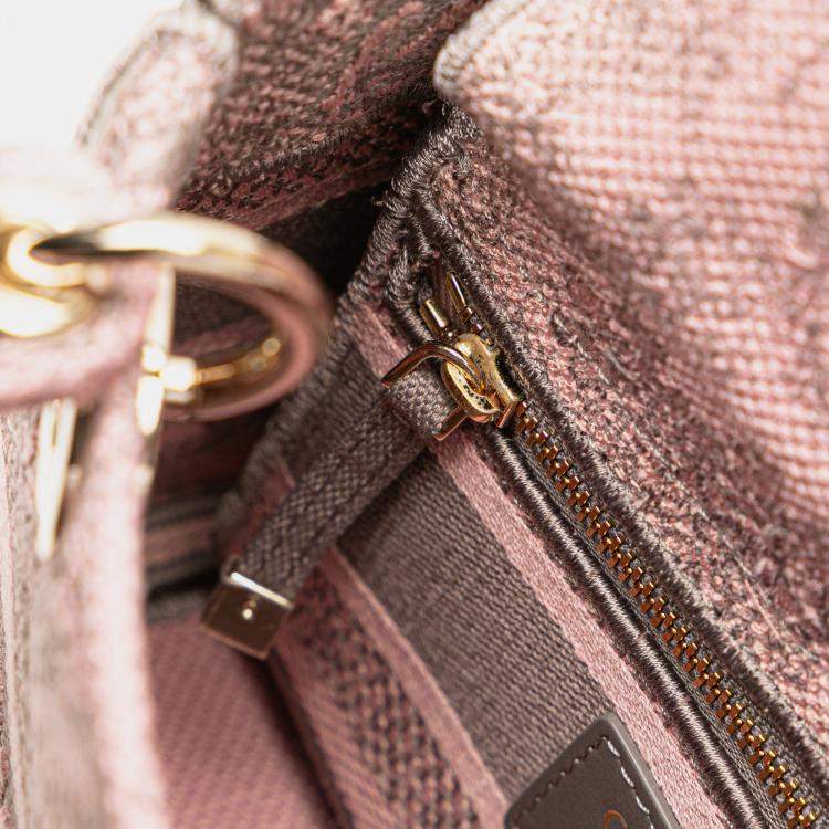 Pre Owned Dior Pink Mini Embroidered Canvas Toile De Jouy Lady D Lite