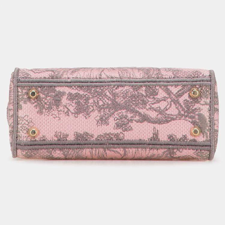 Pre Owned Dior Pink Mini Embroidered Canvas Toile De Jouy Lady D Lite