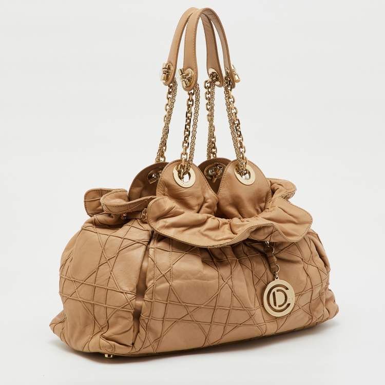 Pre Owned Dior Beige Cannage Leather Le Trente Shoulder Bag