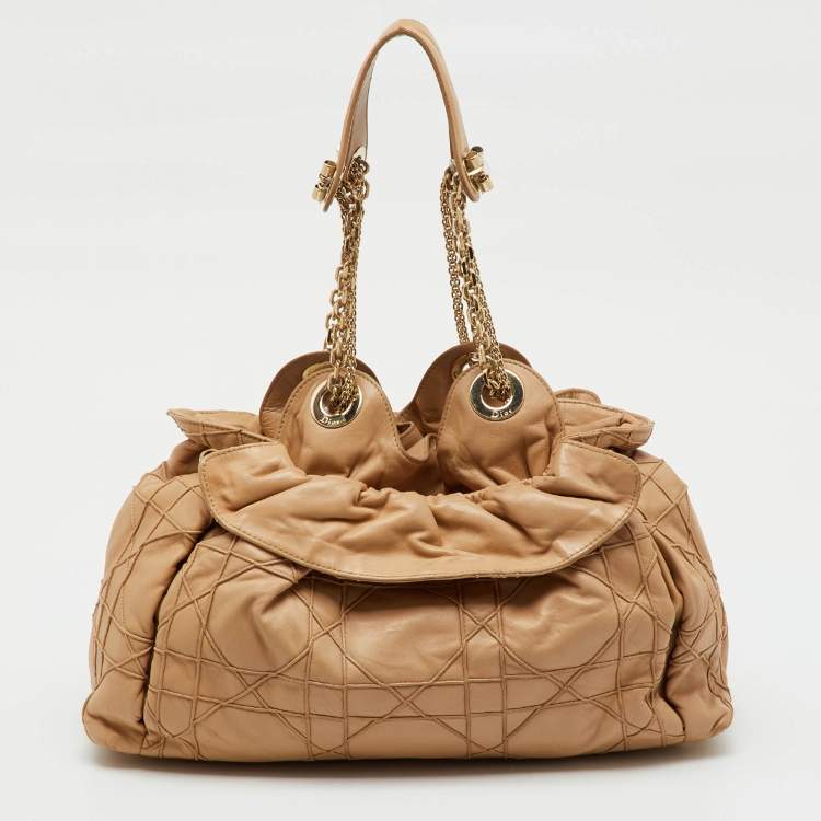 Pre Owned Dior Beige Cannage Leather Le Trente Shoulder Bag