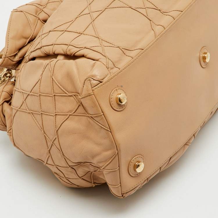 Pre Owned Dior Beige Cannage Leather Le Trente Shoulder Bag