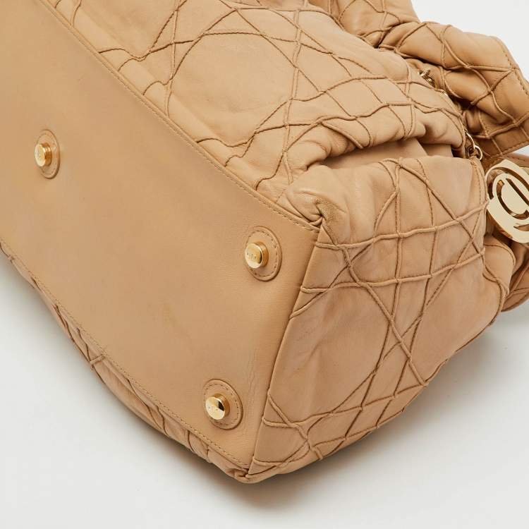 Pre Owned Dior Beige Cannage Leather Le Trente Shoulder Bag