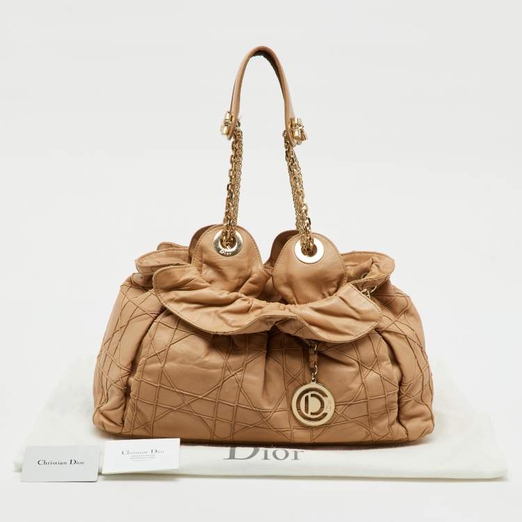 Pre Owned Dior Beige Cannage Leather Le Trente Shoulder Bag