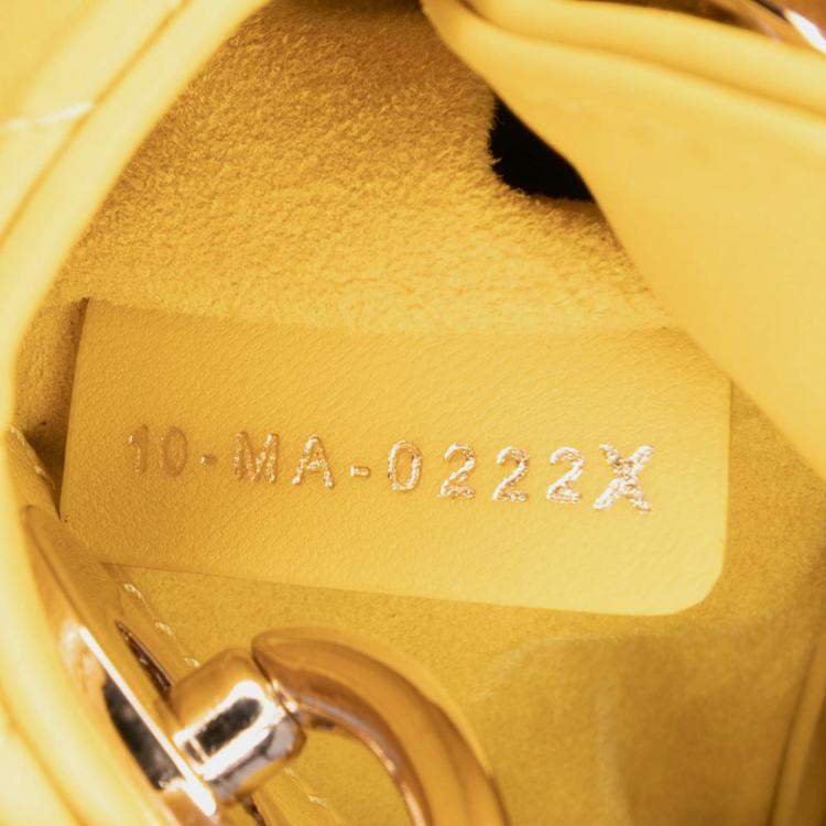 Pre Owned Dior Yellow Micro Lambskin Cannage Lady Dior