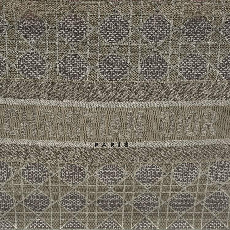 Pre Owned Dior Grey Embroidered Cannage Canvas Medium Book Tote