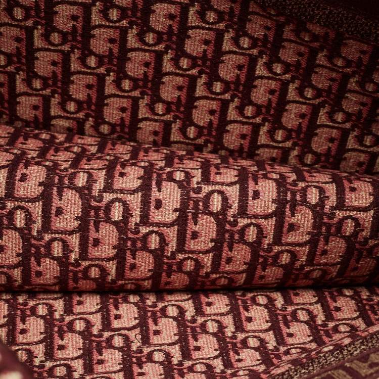 Pre Owned Dior Burgundy Oblique Embroidered Canvas Large Book Tote 