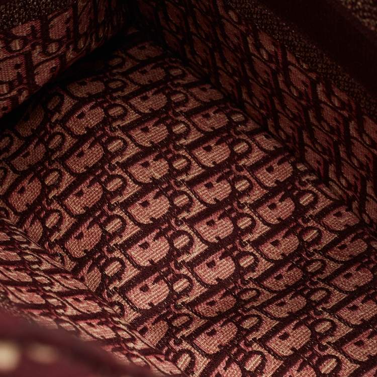 Pre Owned Dior Burgundy Oblique Embroidered Canvas Large Book Tote 