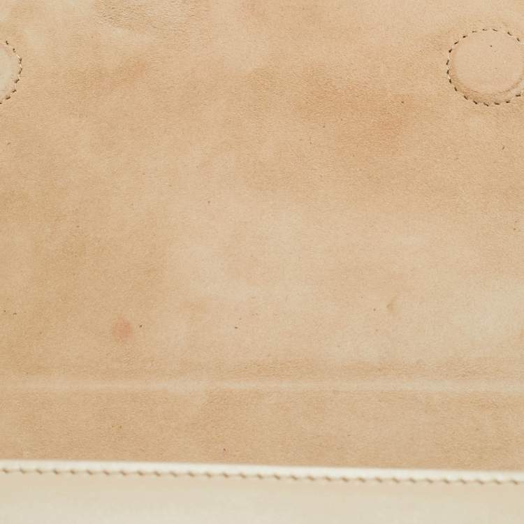 Pre Owned Dior Beige Leather CD Signature Flap Crossbody Bag