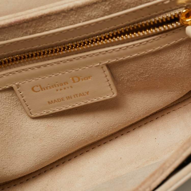 Pre Owned Dior Beige Leather CD Signature Flap Crossbody Bag