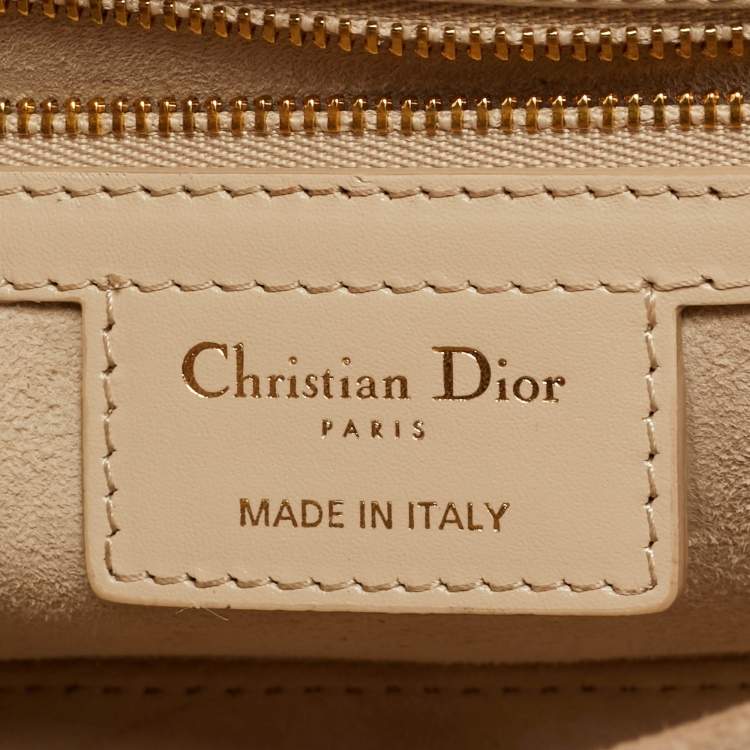 Pre Owned Dior Beige Leather CD Signature Flap Crossbody Bag