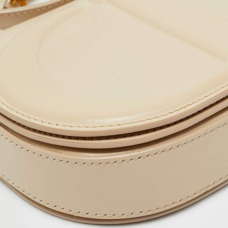 Pre Owned Dior Beige Leather CD Signature Flap Crossbody Bag