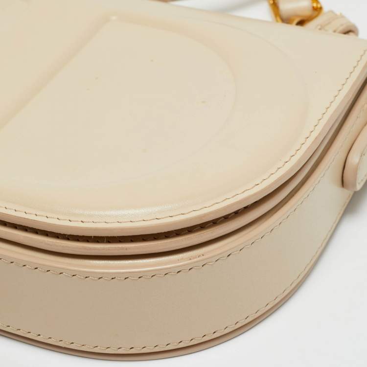 Pre Owned Dior Beige Leather CD Signature Flap Crossbody Bag