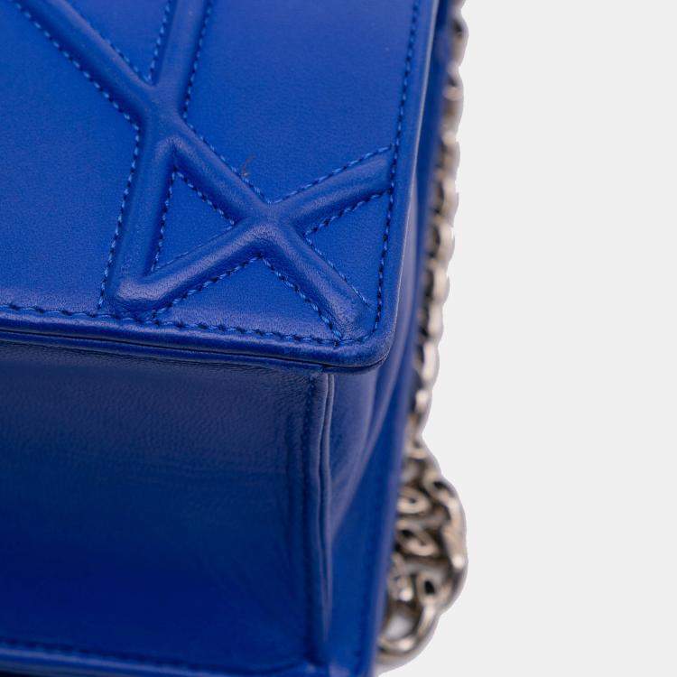Pre Owned Dior Blue Medium Lambskin Diorama Flap