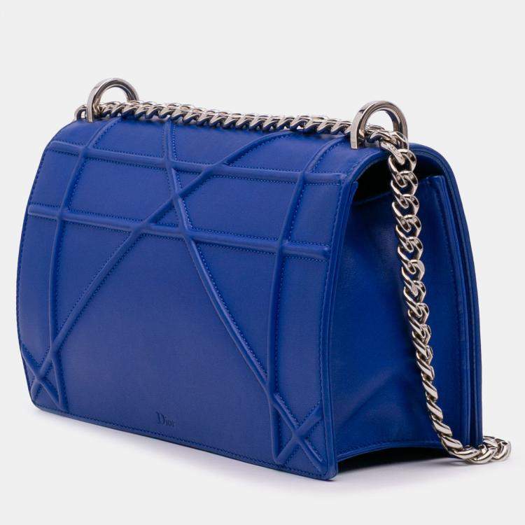 Pre Owned Dior Blue Medium Lambskin Diorama Flap