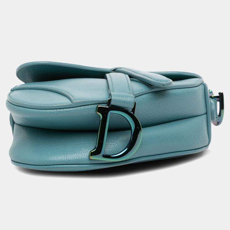 Pre Owned Dior Blue Micro Goatskin Saddle Bag