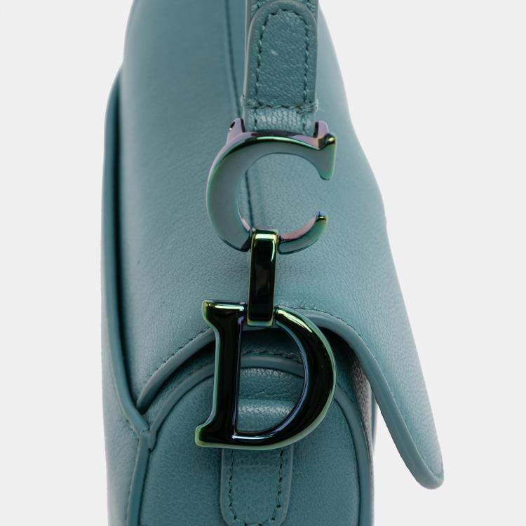 Pre Owned Dior Blue Micro Goatskin Saddle Bag
