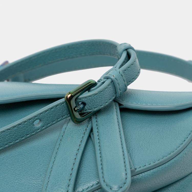 Pre Owned Dior Blue Micro Goatskin Saddle Bag