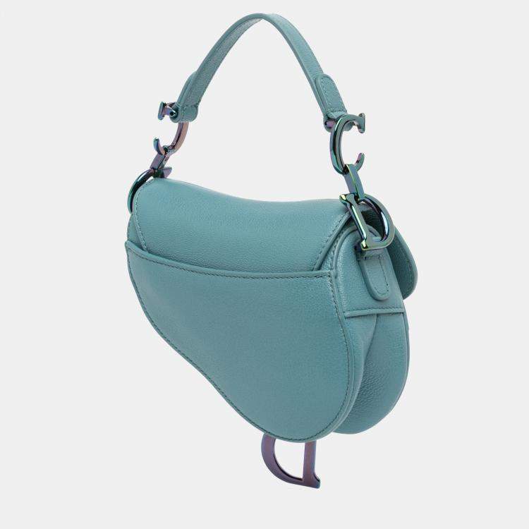 Pre Owned Dior Blue Micro Goatskin Saddle Bag