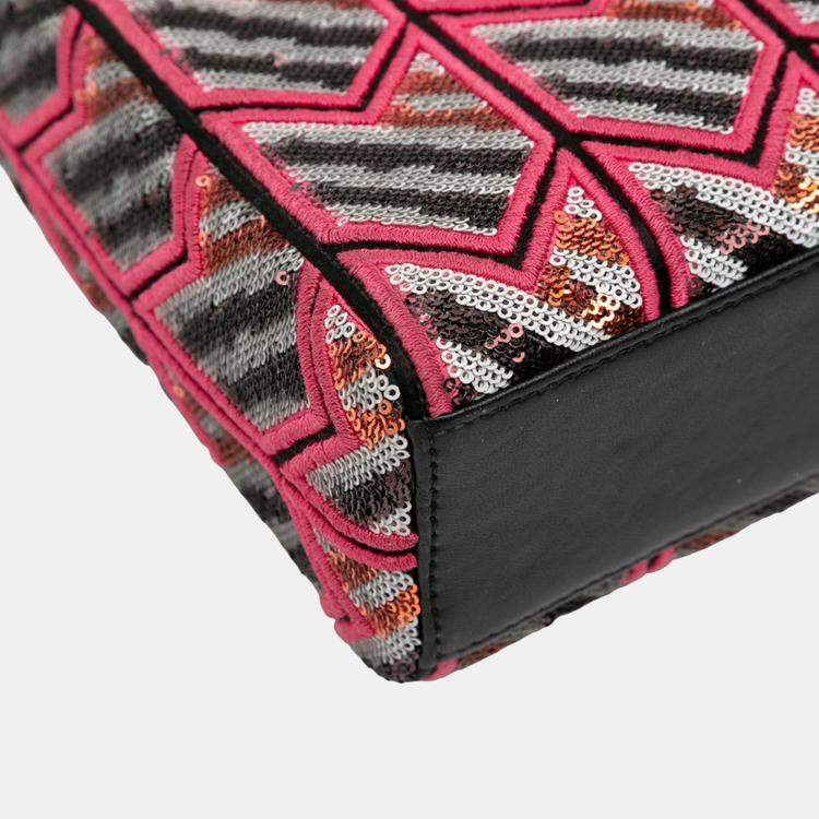 Pre Owned Dior Pink Mini Patent Sequined Lady Dior