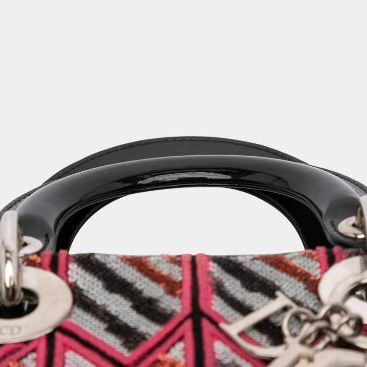 Pre Owned Dior Pink Mini Patent Sequined Lady Dior