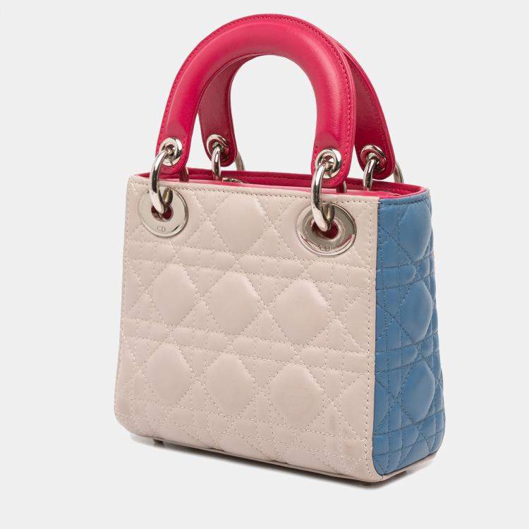 Pre Owned Dior Multicolor Mini Tricolor Lambskin Cannage Lady Dior