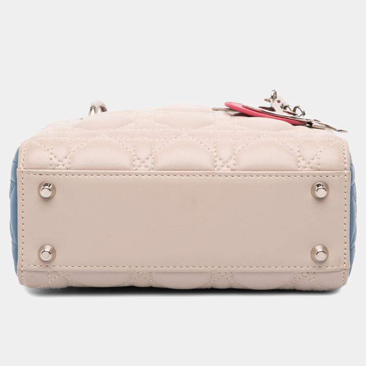 Pre Owned Dior Multicolor Mini Tricolor Lambskin Cannage Lady Dior