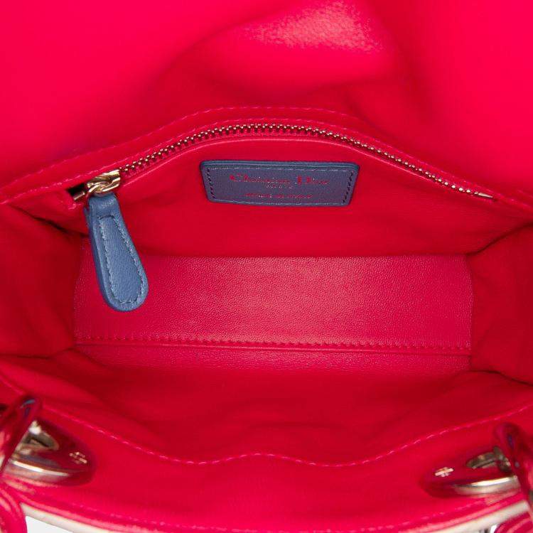 Pre Owned Dior Multicolor Mini Tricolor Lambskin Cannage Lady Dior