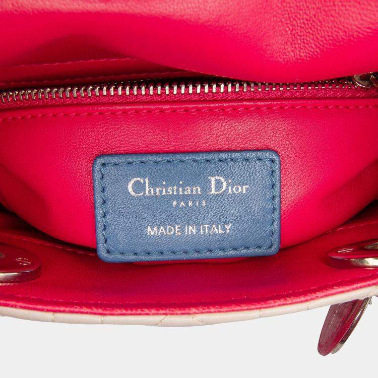 Pre Owned Dior Multicolor Mini Tricolor Lambskin Cannage Lady Dior